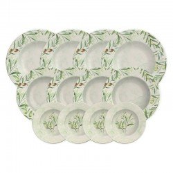 JOGO DE PRATOS TRAMONTINA OLIVA EM PORCELANA DECORADA 12 PEÇAS