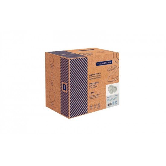 JOGO DE PRATOS TRAMONTINA TRAVERTINO EM PORCELANA DECORADA 12 PEÇAS