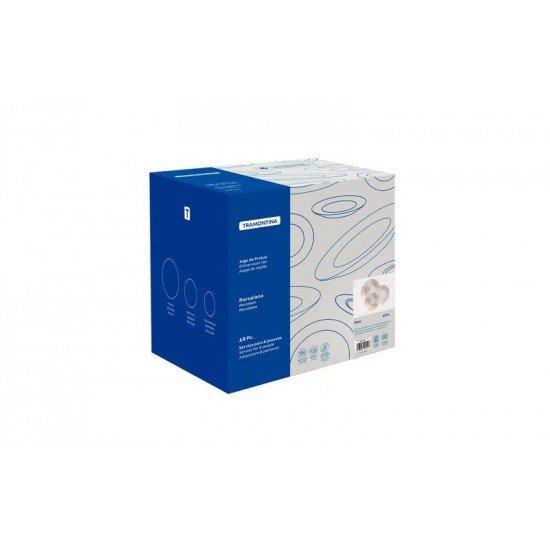 JOGO DE PRATOS TRAMONTINA ROSÉ EM PORCELANA DECORADA 18 PEÇAS