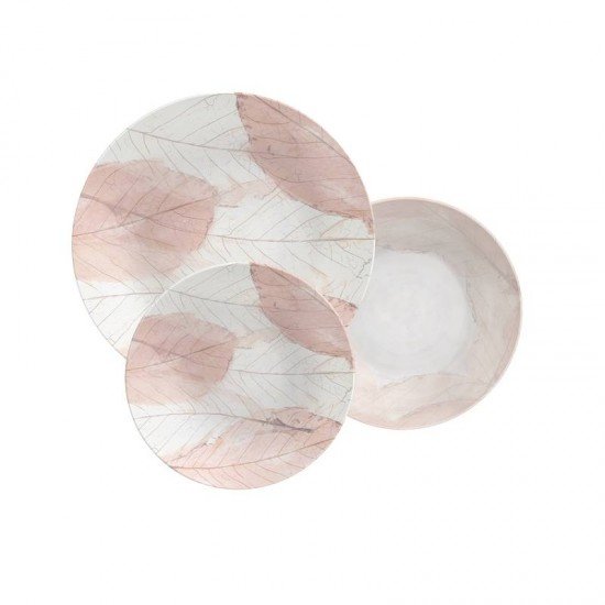 JOGO DE PRATOS TRAMONTINA ROSÉ EM PORCELANA DECORADA 18 PEÇAS