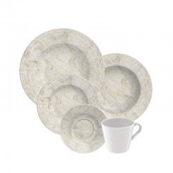 APARELHO DE JANTAR TRAMONTINA TRAVERTINO EM PORCELANA DECORADA 20 PEÇAS