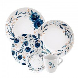 APARELHO DE JANTAR TRAMONTINA ANA FLOR EM PORCELANA DECORADA 20 PEÇAS