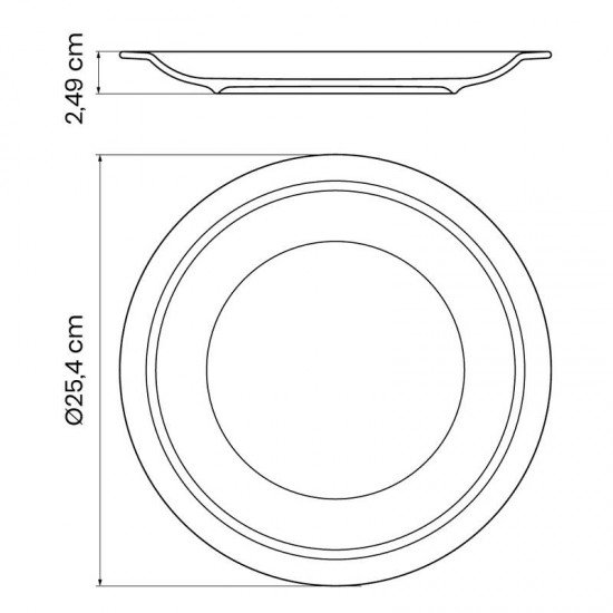 PRATO RASO TRAMONTINA PAOLA EM PORCELANA 25,4 CM