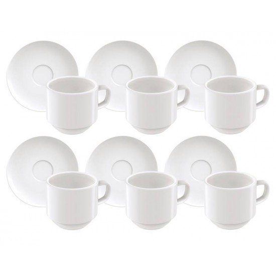 DISPLAY 12 PEÇAS DE XÍCARAS DE CAFÉ PAOLA EM PORCELANA 100 ML TRAMONTINA